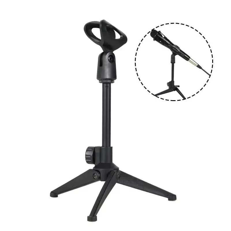 Height-Adjustable Mic Holder Table Stand Clip Adjustable Microphone Stand Desk Mini Tripod For Live Streaming Recording Karaoke