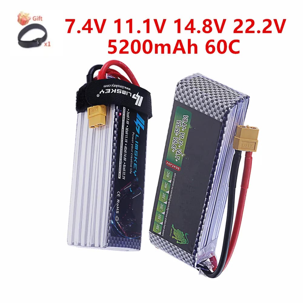 60C Lipo Battery 5200mAh 7.4V 11.1V 14.8V 22.2V Battery 2S 3S 4S 6S With T XT60 Connector For RC Car Truck Helicopter Parts