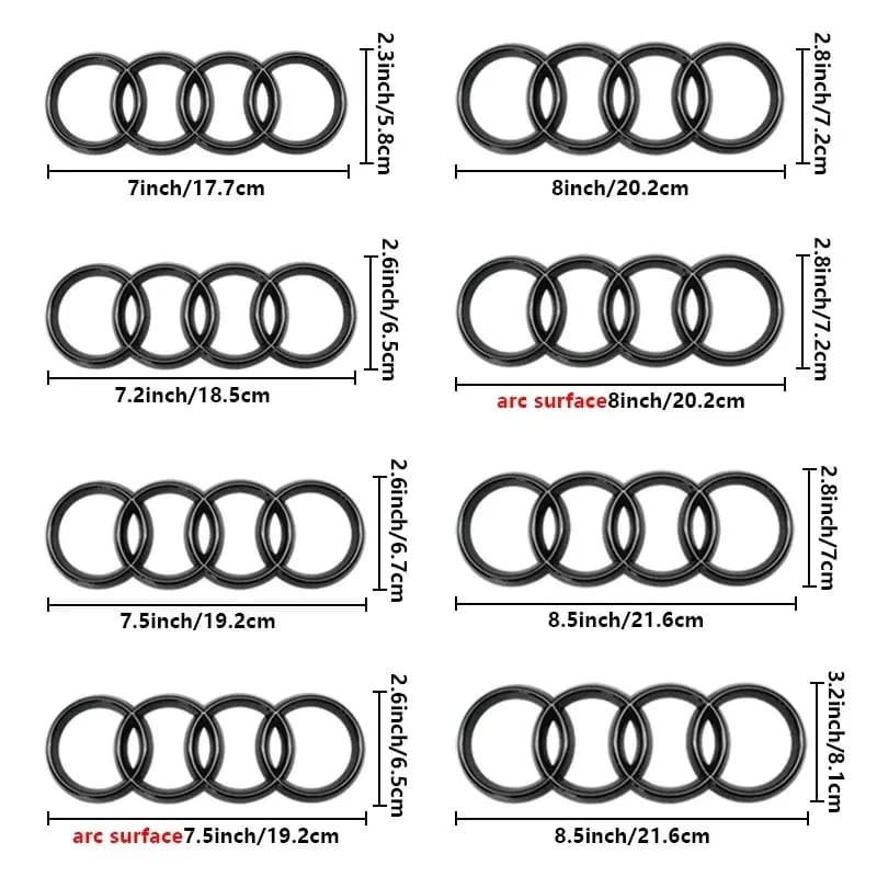 4Rings Logo ABS Chrome Black For Audi A3 A4 A5 A6 A7 A8 C7 C6 C5 B5 B6 B7 TT Car Front Hood Emblem Bonnet Auto Badge Rear Trunk