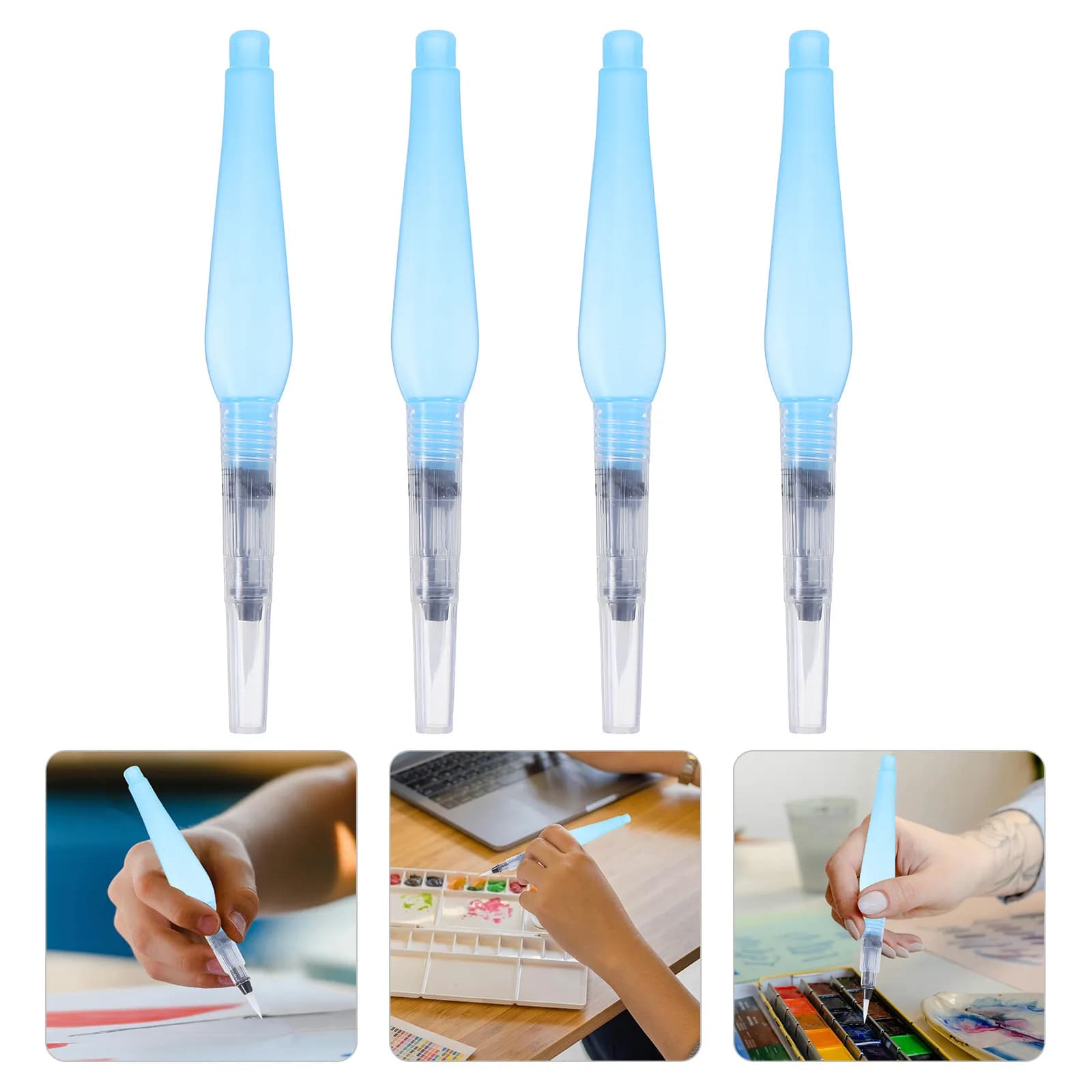 Set di 4 pennarelli ad acquerello ricaricabili, facile controllo dell'acqua, senza vaschette, ampia applicazione, per studenti d'arte