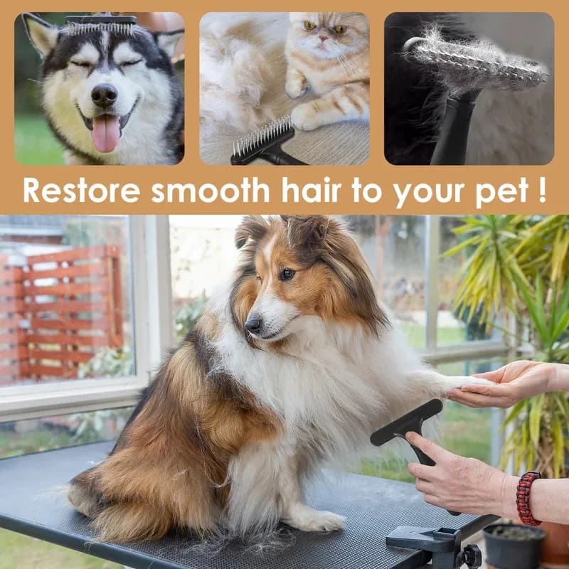 2Pcs Carpet Rake with Handle Pet Hair Cleaning Brush for Fluffy Rug Restoration Ergonomic Handheld 2 Row Tooth Brush Tool