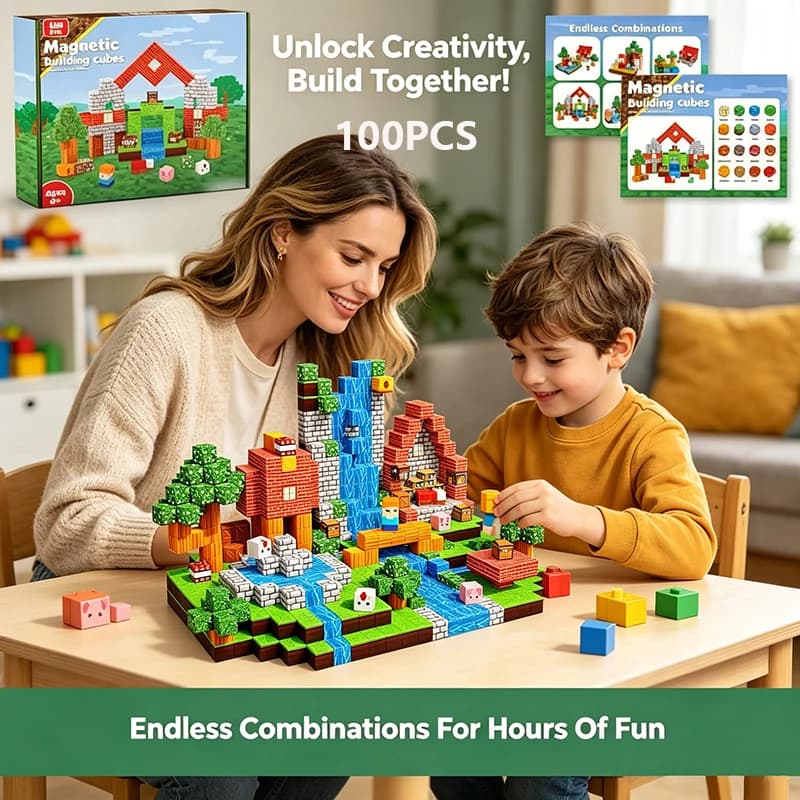 100-300Pcs Magnetic Building Blocks Tiles 3D STEM Educational Toys for Kids Creative Play Set Preschool Learning Gift Boys Girls