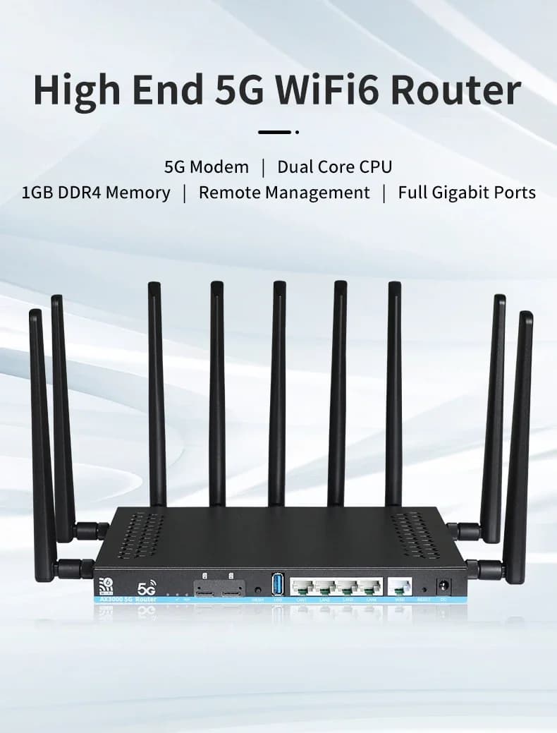 Router 5G doppia scheda SIM 2 * SIM Wifi6 3000Mbps Openwrt DDR4 1GB 4 * LAN USB3.0 Modem 5G MU-MIMO 4T4R Antenna Wifi Booster