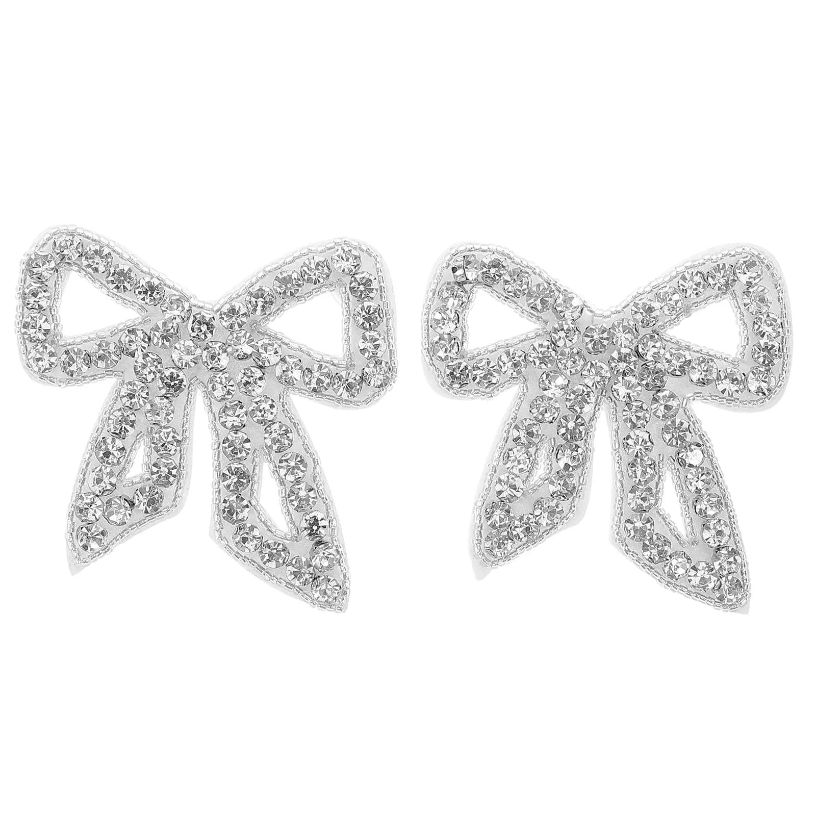 2 Pezzi Applicazioni Termoadesive con Fiocco di Strass e Perline per Cinture da Sposa, Abiti, Jeans, Borse, Decorazione