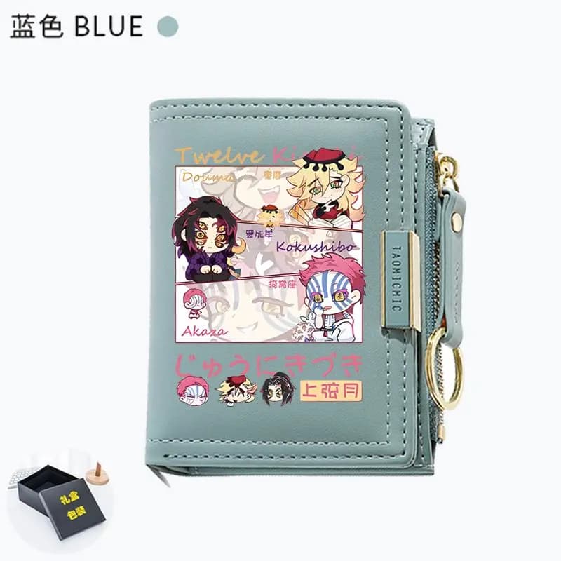 Portafoglio Anime Demon Slayer, Borsa Portamonete Portatile Kokushibou Akaza, Accessori Kawaii, Regalo di Compleanno per Studenti