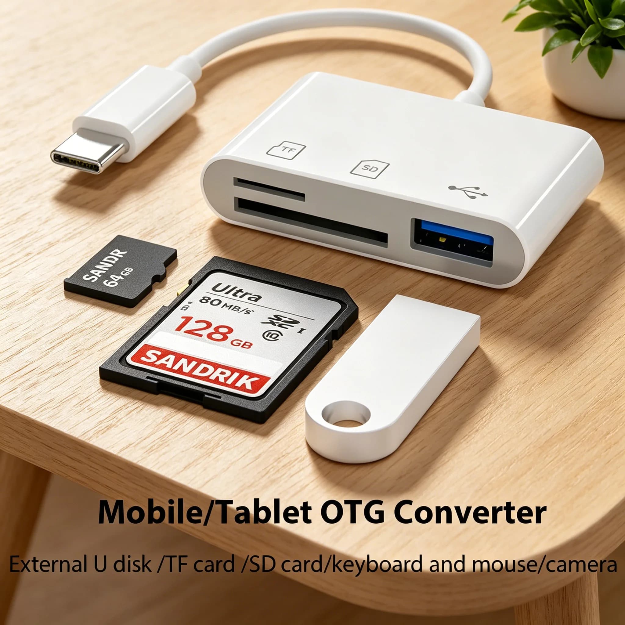 3 in 1 Type C OTG Card Reader USB Hub SD TF Memory Card Adapter High Speed Data Transfer Converter for iPhone 15 MacBook Samsung