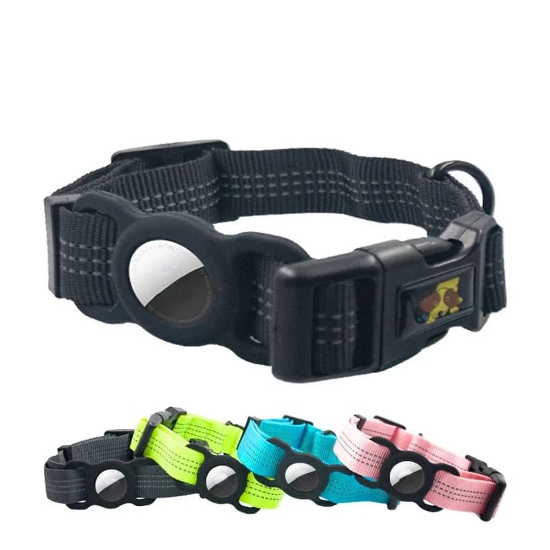 Collare per cani alla moda con custodia Apple Airtag Collare per animali domestici in nylon Collare riflettente morbido anti-smarrimento Forniture per cani Vestito per cani