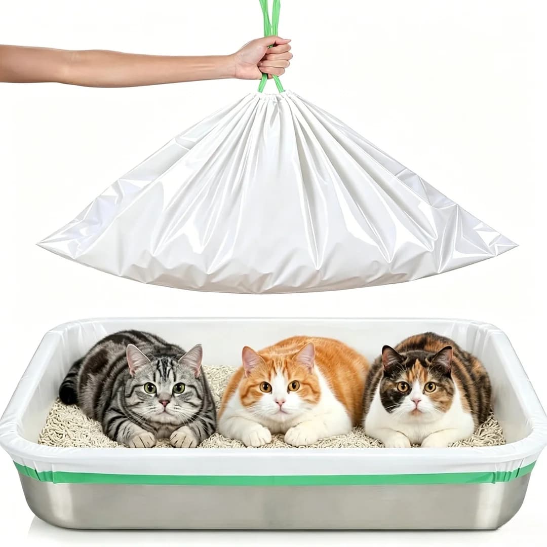 Cat Litter Box Lining, Heavy-Duty Drawstring Cat Litter Bag, Suitable for Various Cat Litter Boxes and Automatic Cat Litter Boxe