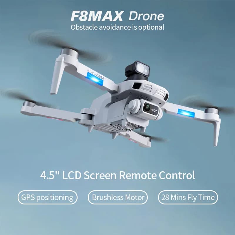 Drone 4DRC con Telecamera HD 8K Professionale, GPS, Ritorno Automatico, WIFI 5G FPV, Telecomando con Schermo, Quadricottero RC F8 PRO/MAX