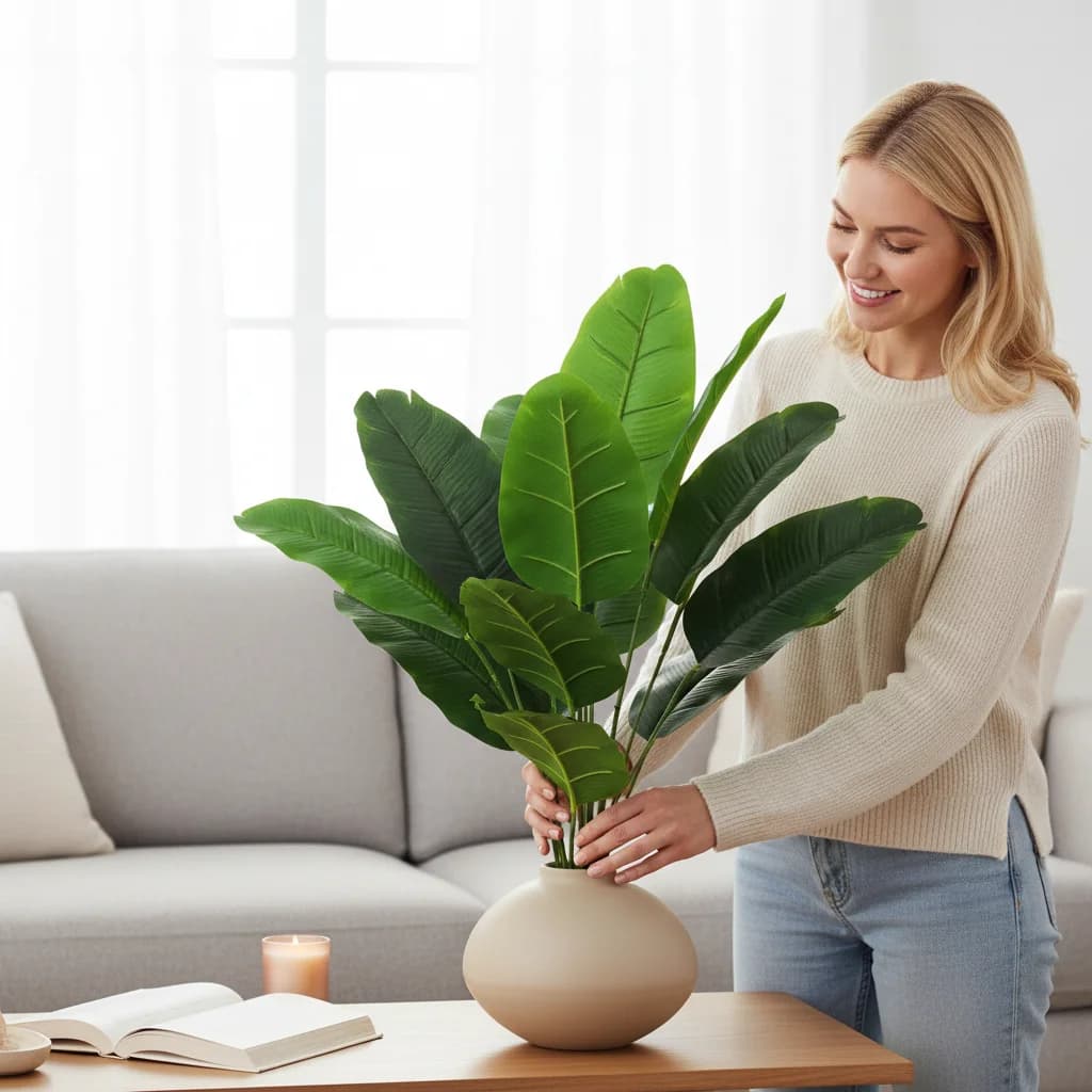 Pack of 2 artificial banana plants, versatile floor decorations/table for indoor and outdoor weddings, parties, offices, garden use