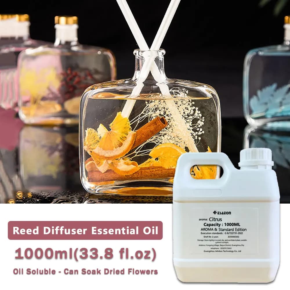 ESAEON Olio Essenziale 1000ml (33.8 fl.oz) Agrumi/Freesia/Oceano - Per Diffusori a Bastoncino e Aromaterapia Senza Fiamma per Hotel/Bar/Bagno/Ufficio