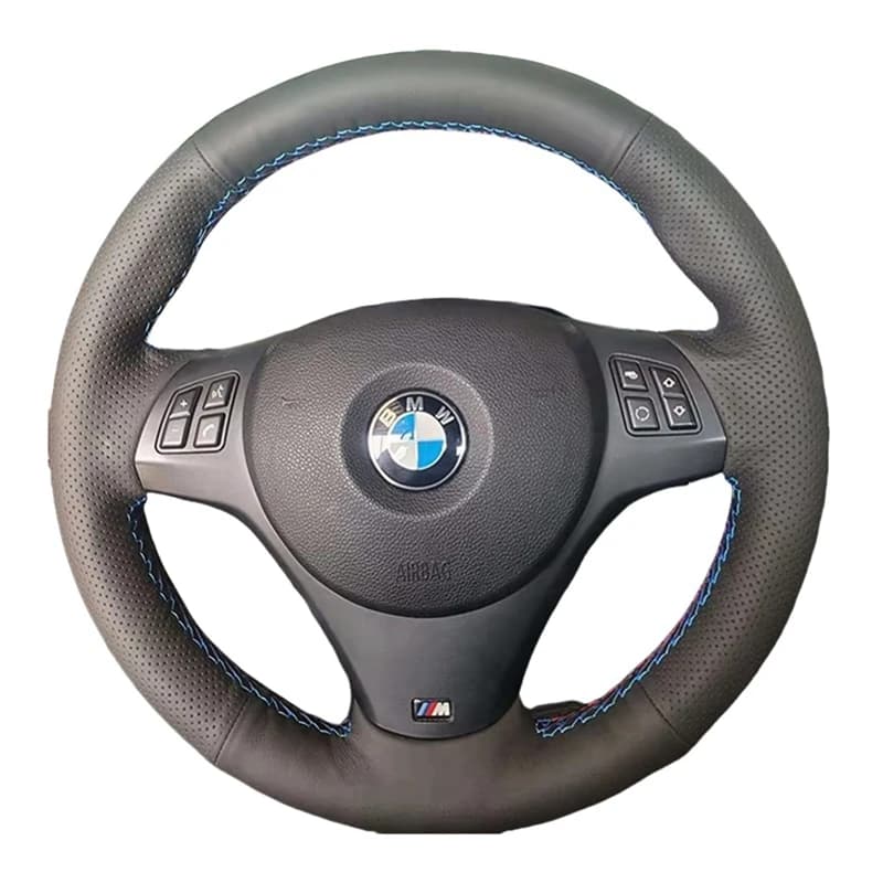 Volante per auto in pelle nera piena treccia copertura in morbida pelle per BMW E81 E90 Pack M Sport M3 E91 E92 E93 E87 E82 E88 X1 E84