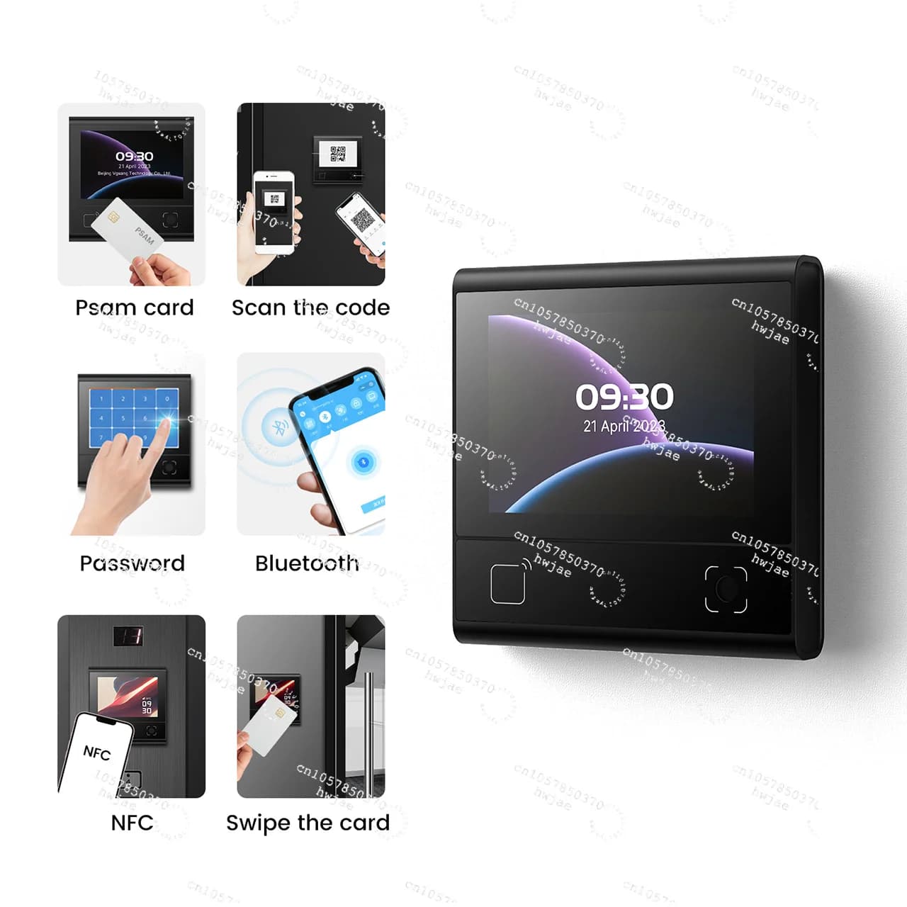 DW200 Multi-Functional Access Control System Card Reader with Touch Screen Supports NFC RFID 13.56Mhz Cards & QR Code Password