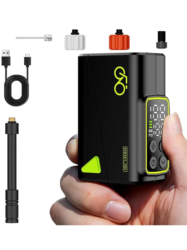 Pompa Elettrica per Pneumatici di Biciclette, Mini Compressore d'Aria Portatile con Display Digitale 150PSI, Batteria per Attrezzatura Ciclistica