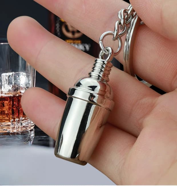 Mini Shaker Portachiavi Ciondolo da cocktail Bar Articoli da vino Portachiavi da barista Regalo per feste Portachiavi per auto Regalo