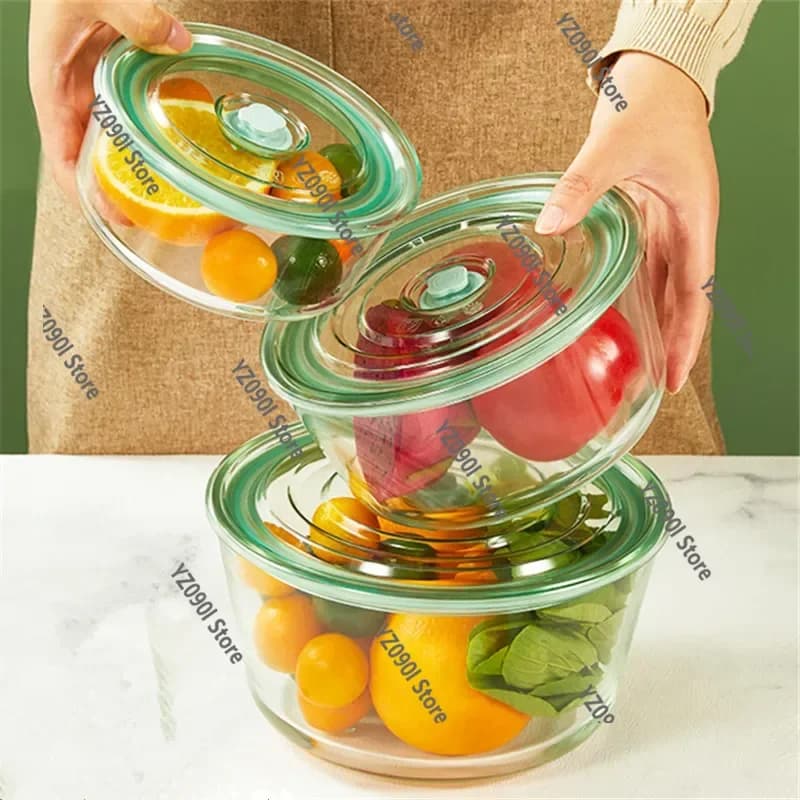 Contenitore in Vetro Ermetico per Alimenti, Scatola Bento Rotonda Portatile per Preparazione Pasti Quotidiani