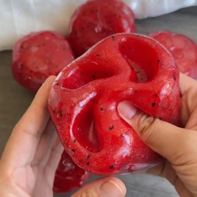 Giocattolo Morbido Elastico a Forma di Anguria, Antistress Divertente per Bambini e Adulti, Palla Spremibile in TPR