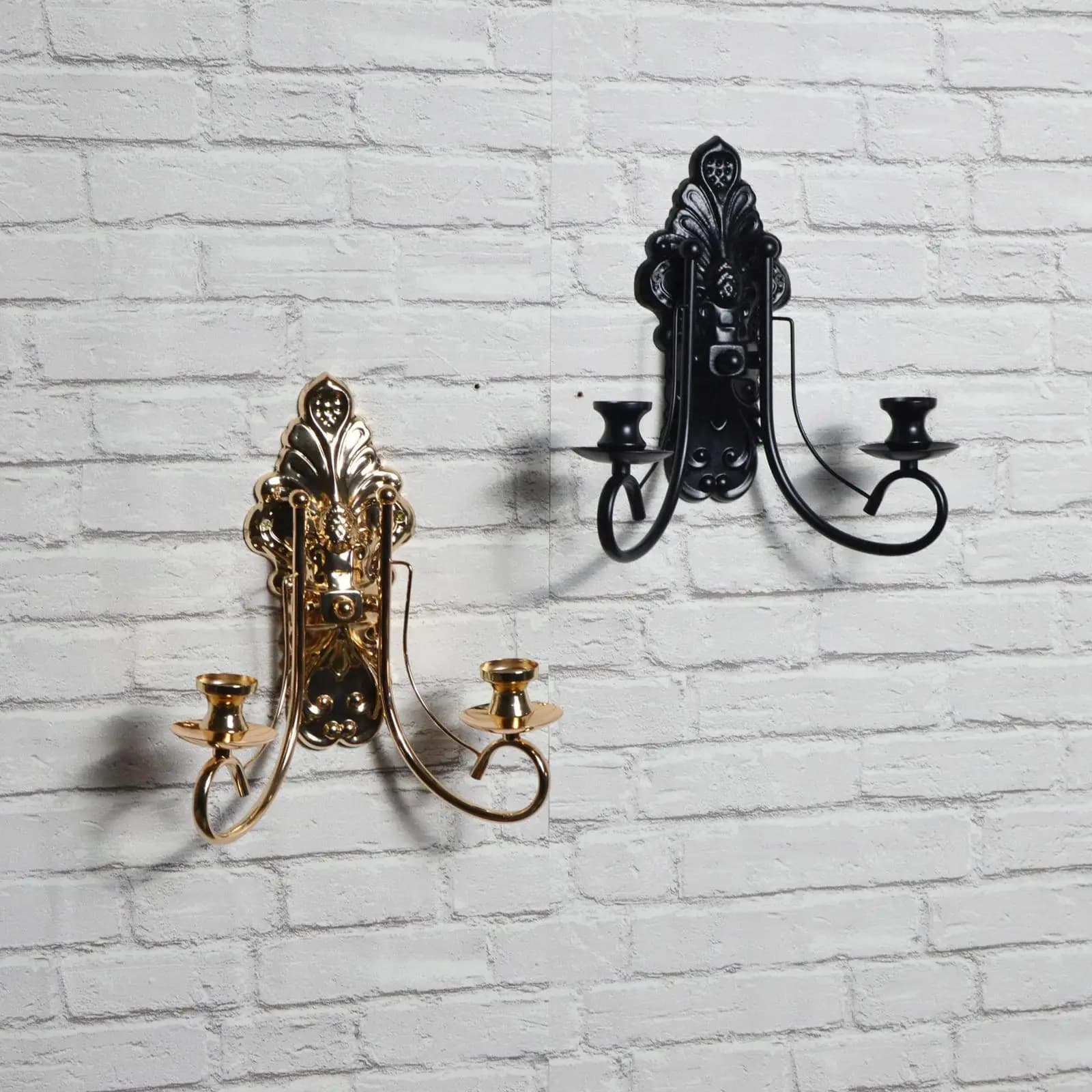Metal Candle Sconces Gothic Candle Holders Wall Mounted Rustic Double Stand for Rod Candles for Party Living Room Decoration