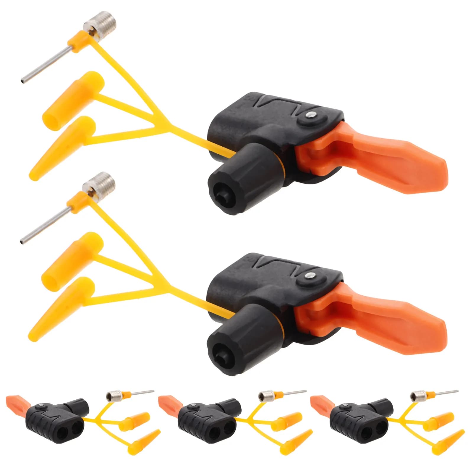 Set di 5 adattatori portatili per pompa bici, ugelli regolabili a doppia testa per valvole anti-perdita, per gonfiaggio e sgonfiaggio pneumatici