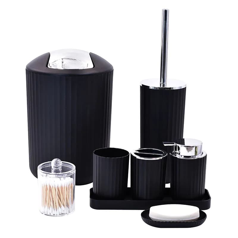 Articoli da bagno in plastica nera Portaspazzolino Portasapone Scopino per WC Deposito da bagno e set da toilette