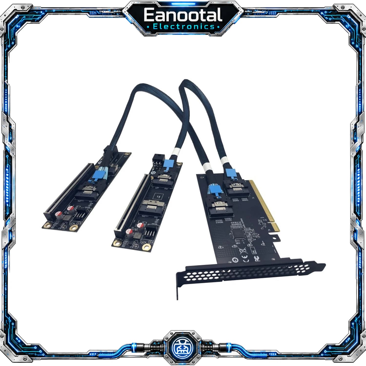 PCI Express Gen4 X16 to Dual SlimSAS SFF-8654 Bifurcation Riser Kit GPU Graphics Card Extension Adapter for Server PC