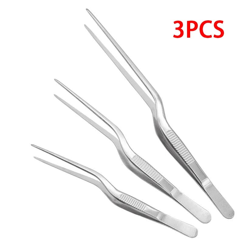 Pinze da Cucina 3/1 Pezzi, Pinze per Alimenti, Utensile da Cucina per BBQ, Pinze Portatili in Acciaio Inox per Barbecue e Picnic, CFQJ008