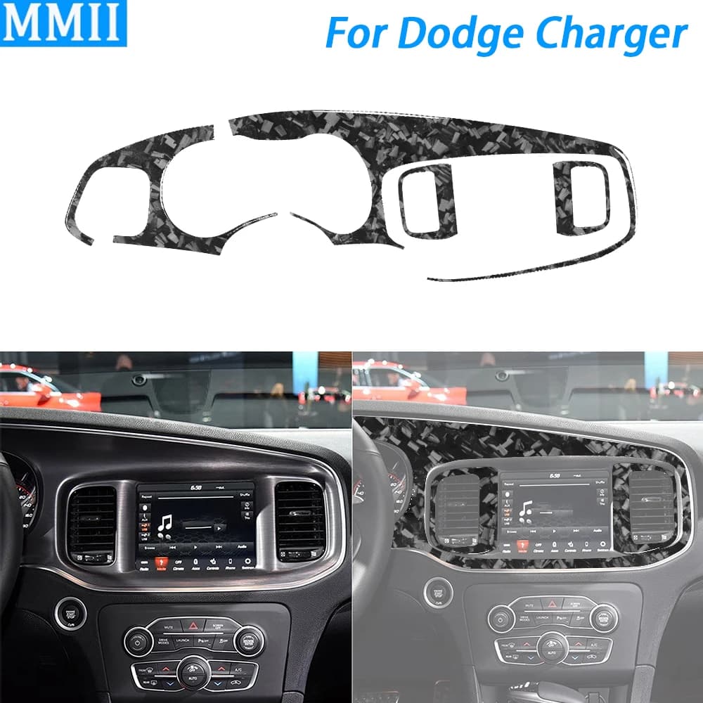 Per Dodge Charger 2015-2022 tachimetro in fibra di carbonio forgiato presa d'aria pannello di navigazione Set accessori interni per auto adesivo