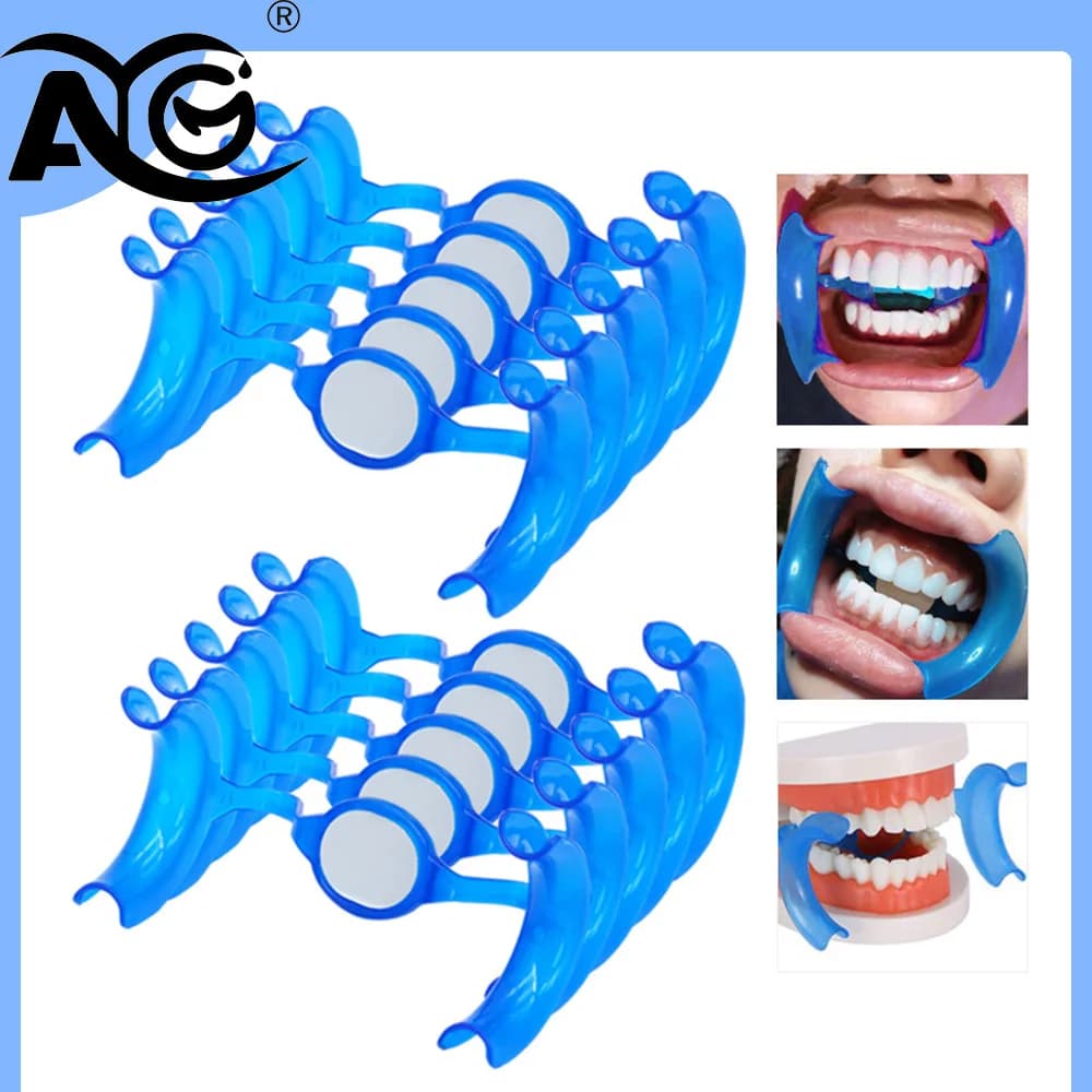 AG 10 Pezzi Divaricatore Dentale a M Autoclavabile con Specchio per Sbiancamento Denti, Strumenti per Dentisti