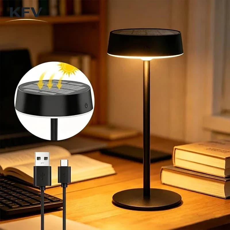 Nuova lampada da scrivania a luce solare, lampada da tavolo per camera da letto, campeggio, due modalità di ricarica, 3 temperature di colore, luci notturne impermeabili per la casa