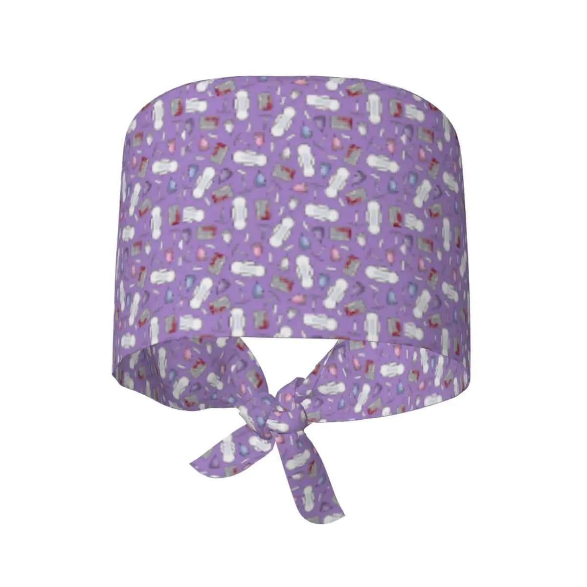 Period Protection, PMS Ready In Purple Scrub Hat Doctor Working Surgical Cap Men Women Adjustable Nursing Caps for Dentist