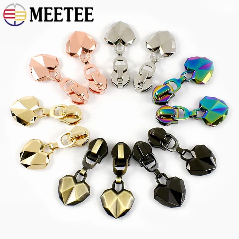 5/10 pezzi 5 # Meetee Cursore per cerniere in nylon Chiusure Borse Vestiti Zip Estrattore Testa Zip Kit di riparazione Accessori per cucire fai da te