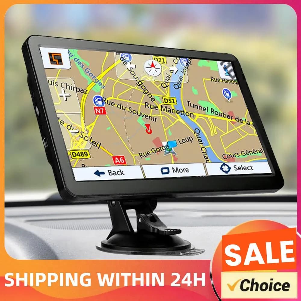 7 Inch HD Car GPS Navigation FM Transmitter Navigation System Built-in Speaker Portable Navigator 256MB+8G USB TF Voice Reminder