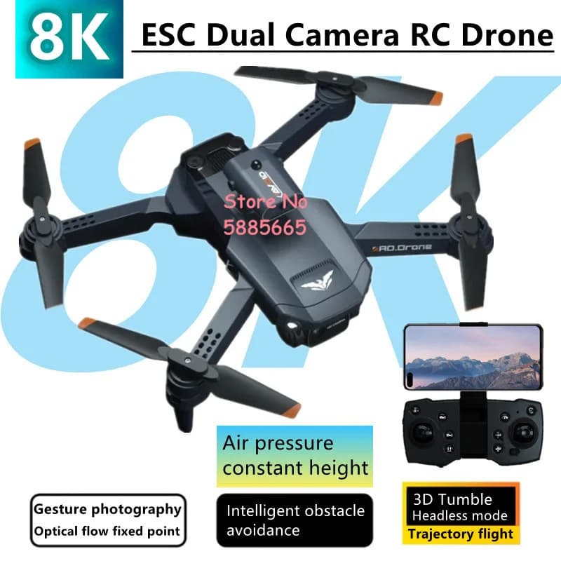 8K ESC Doppia Fotocamera MINI Pieghevole Telecomando Drone Flusso Ottico Fotografia Traiettoria Intelligente Volo WiFi FPV RC Drone
