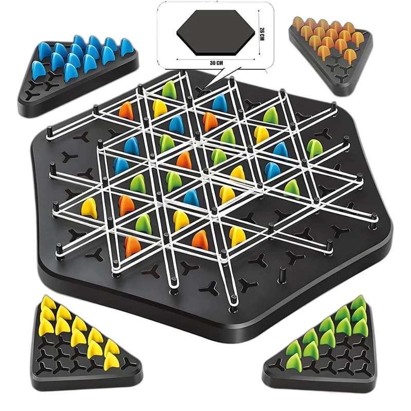 Nuova geometria catena scacchi puzzle triangolo scacchi gioco da tavolo elastico allenamento interazione familiare esercizio pensiero giocattoli regali