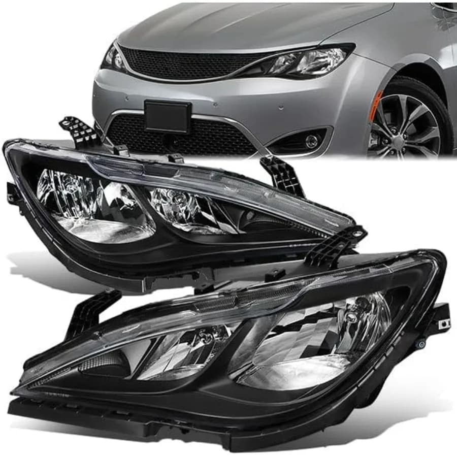 Gruppo faro compatibile con Chrysler Pacifica 2017-2020 Voyager 2020-2023 Set fari sinistro destro Alloggiamento nero 68228944A