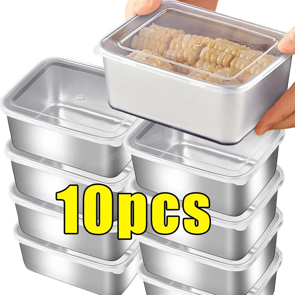 Stainless Steel Food Container with Cover - Airtight Box to Maintain Fridge Freshness | Small Reinforced Kitchen Organizer