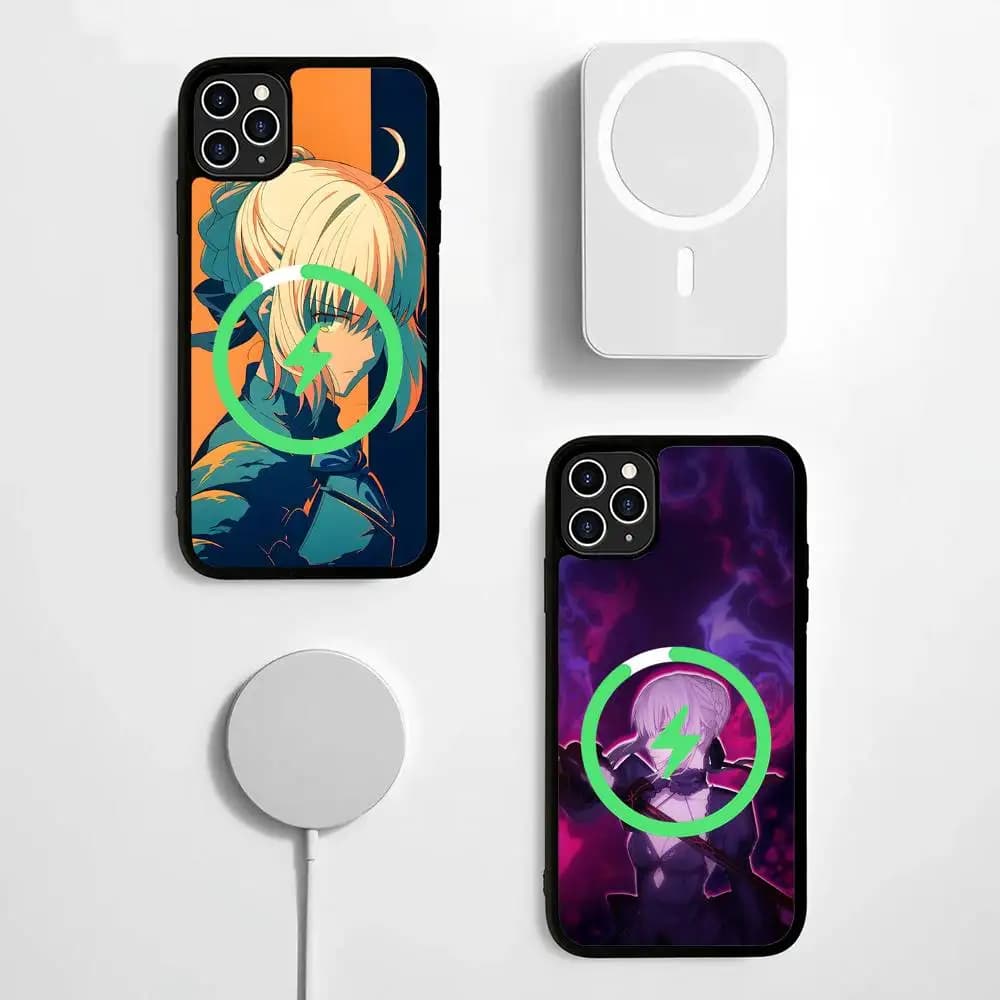 Cover Magnetica Anime Fate per iPhone 17 16 Pro Max 15 Plus 14 13 12 11 Compatibile con MagSafe
