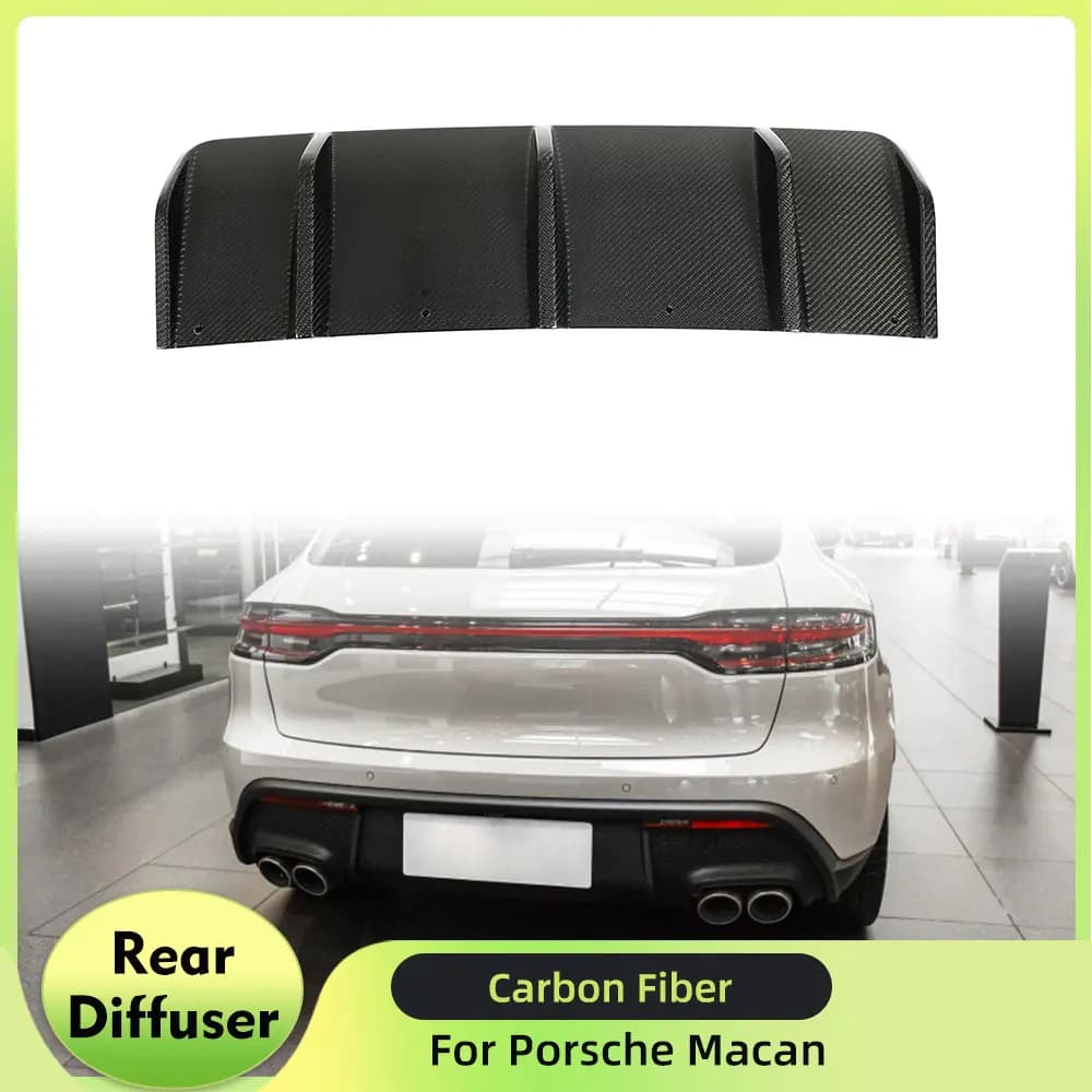 Carbon Fiber Rear Bumper Diffuser Lip Spoiler for Porsche Macan 2022 2023 GTS Sport Utility Car Rear Diffuser