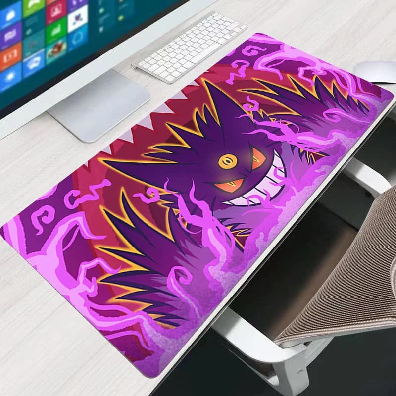 Tappetino per mouse Pokemon Gengar 90x40 cm Anime Gabinete Gamer Tappetino per scrivania per computer Tappetino per tastiera Accessori da gioco per PC Tappetino per mouse con bordo di bloccaggio