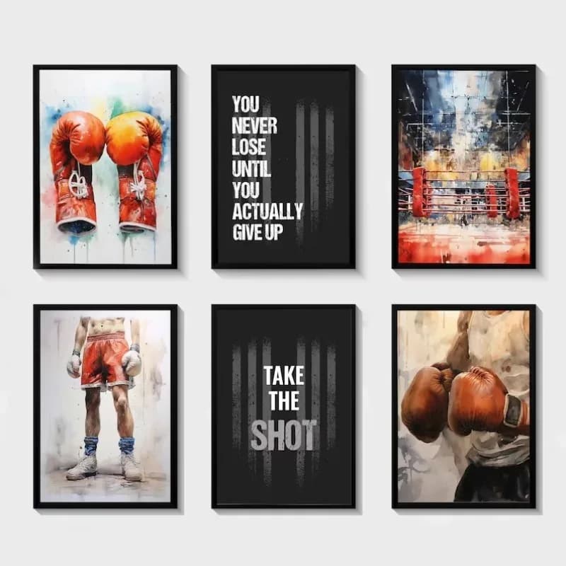 Poster su Tela con Citazioni Motivazionali su Boxe e Fitness, Arte Astratta per Palestra, Decorazione per Casa e Studio, Idea Regalo