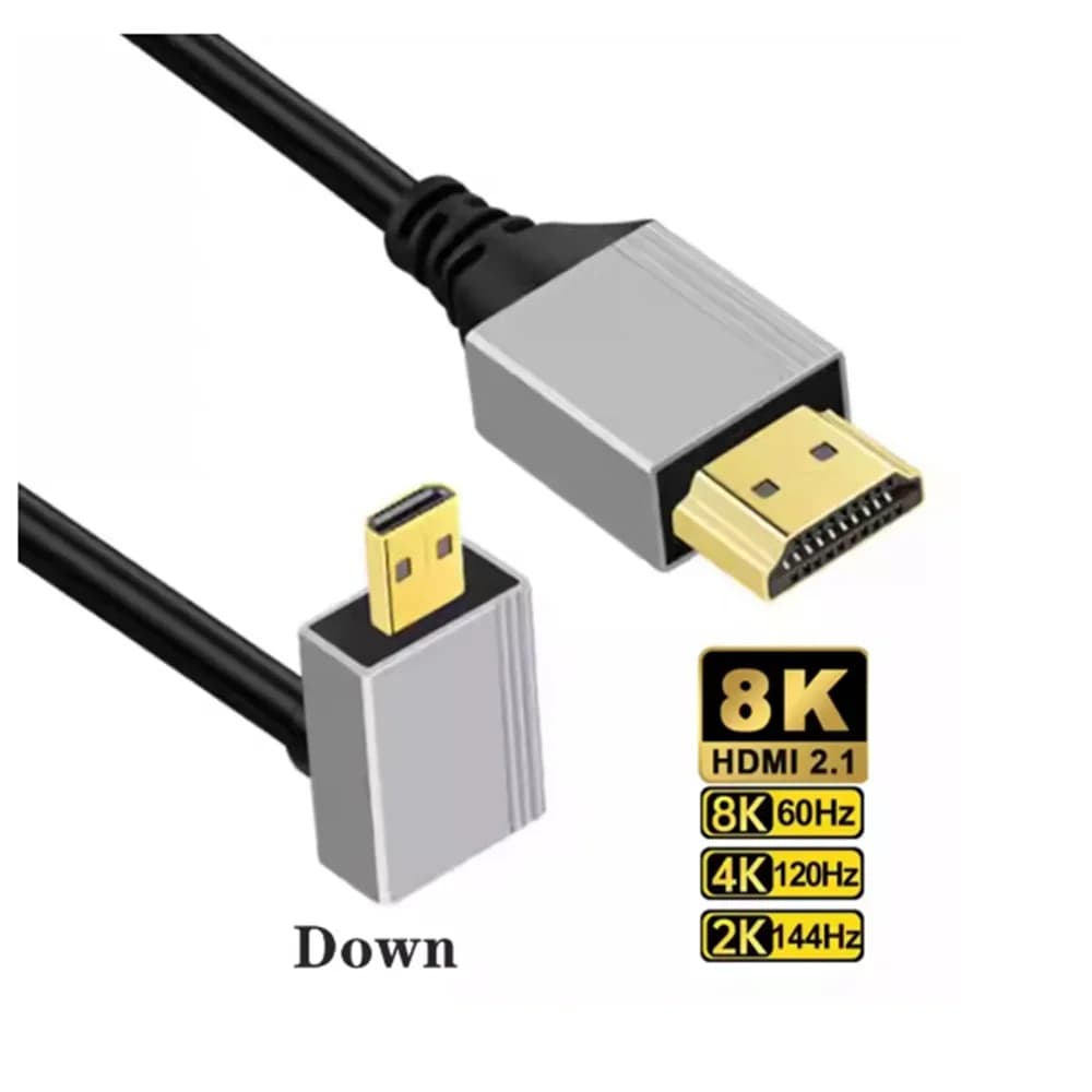 Corner of 90 degrees 8K 5K Micro HDMI to HDMI Cable HDMI 2.1V compatible for TV PC Digital Camera Sony A6400 GH4 Tablet Cable Hdmi