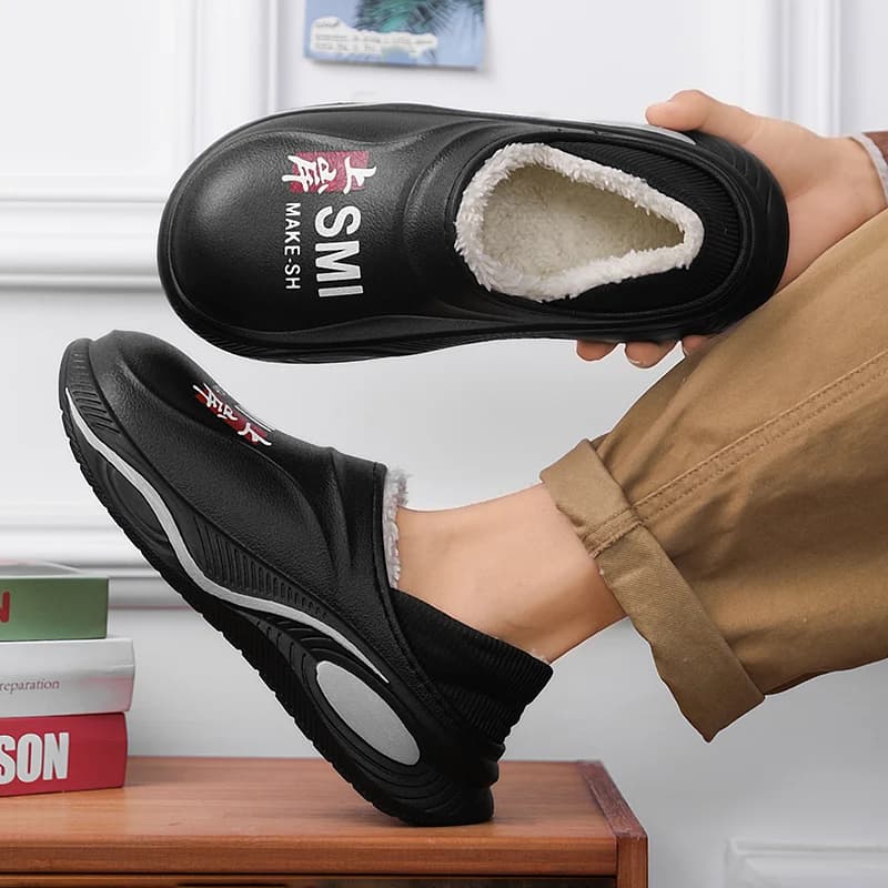 Men Winter Shoes Warm Shoes Plush Lining Indoor Cotton Slippers Success Platform Outdoor Kitchen Shoes House Waterproof Slippers
