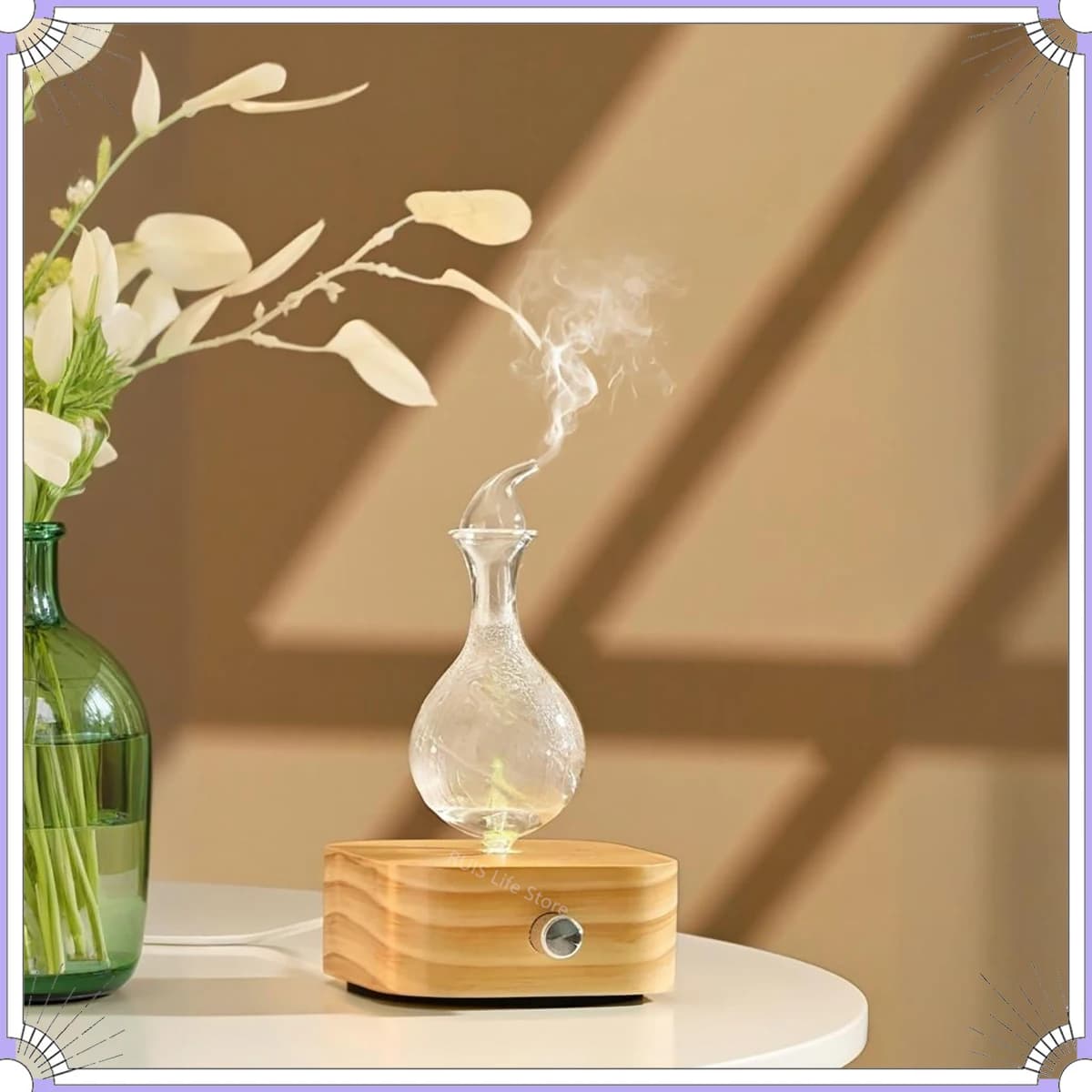 Electric Scent Diffuser Nebulizer for Home Waterless Aroma Essential Oil Diffuser 30ml Wooden Fragrance