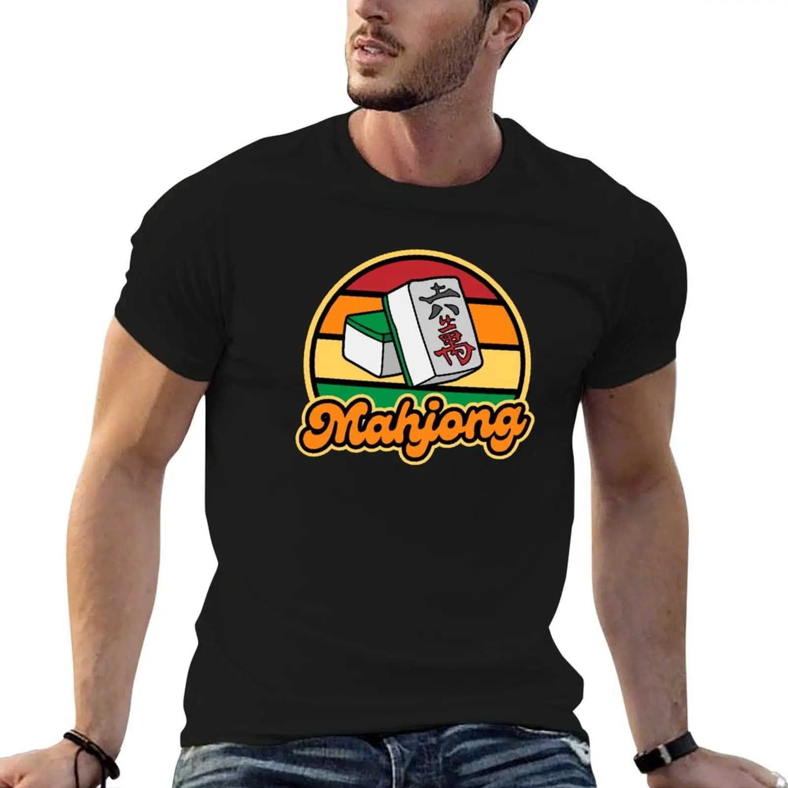 T-shirt Mahjong Tiles, maglietta essenziale, t-shirt da uomo, t-shirt di design per uomo, t-shirt in cotone al 100%.