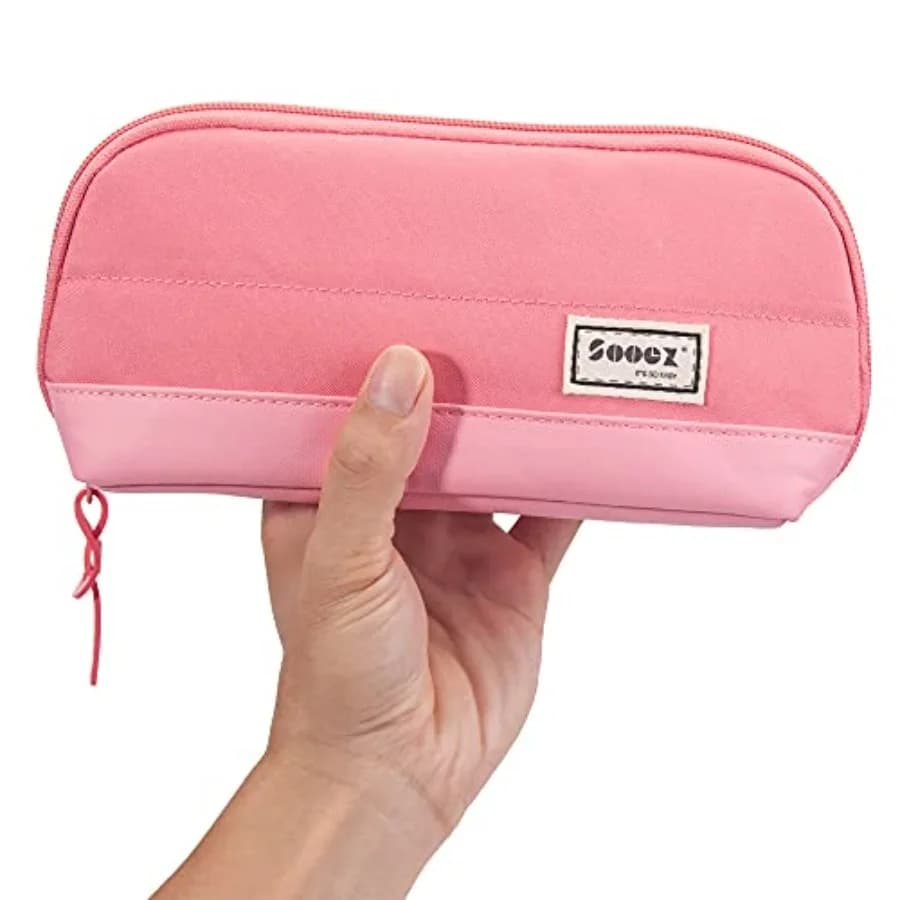Wide-Opening Pencil Pen Case, Lightweight and Spacious Pencil Pouch Zipper Stationery Bag, Aesthetic Supply with Triangular Des