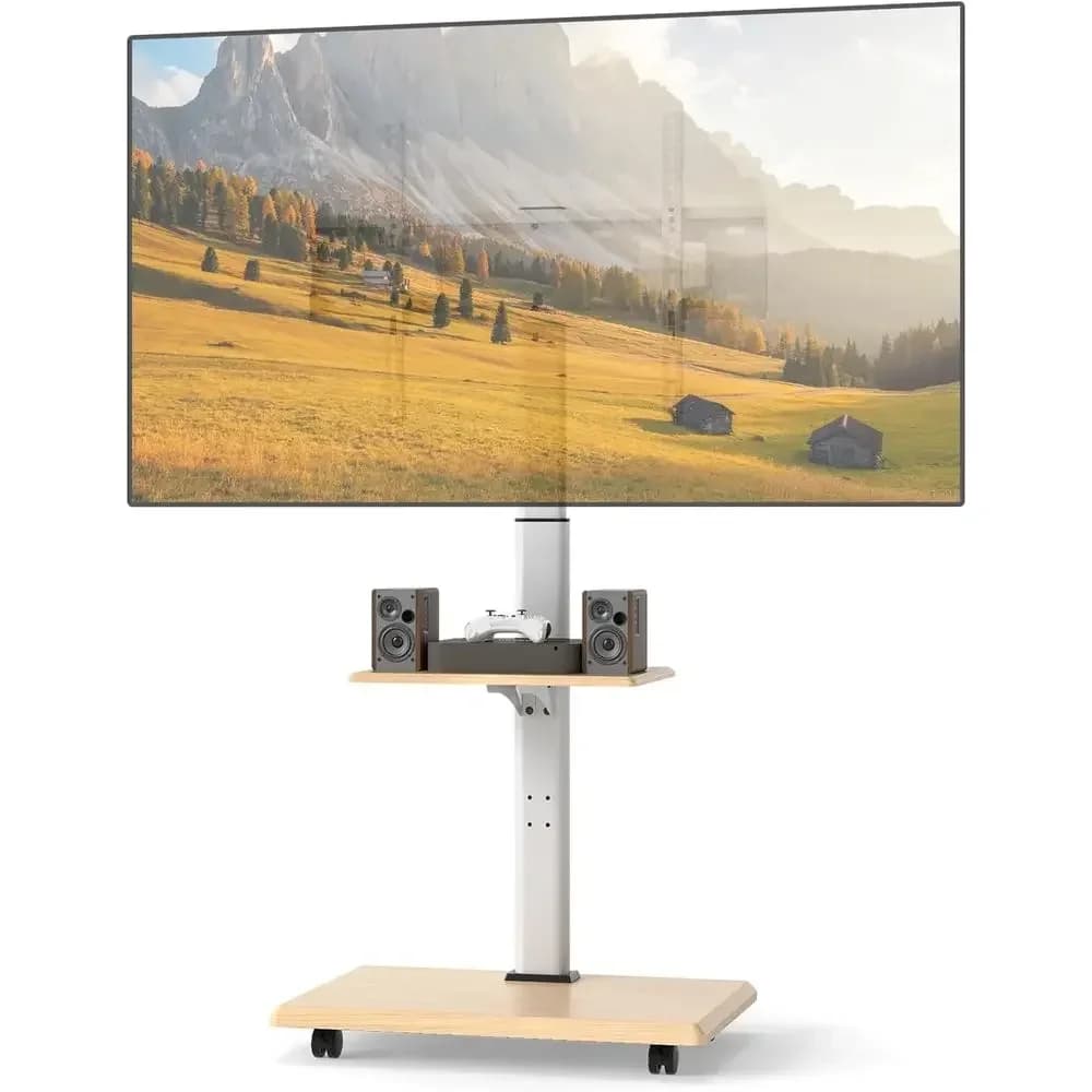 Carrello TV portatile per televisori da 32-75 pollici con 30 ° Mensola inclinabile e regolabile, gestione dei cavi - Ideale per soggiorno, camera da letto o ufficio (Wh