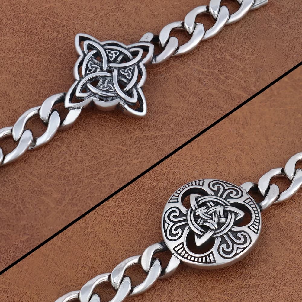 Bracciale a catena con nodo strega nordico alla moda Braccialetti con nodo celtico vichinghi in acciaio inossidabile di alta qualità per gioielli da uomo e donna