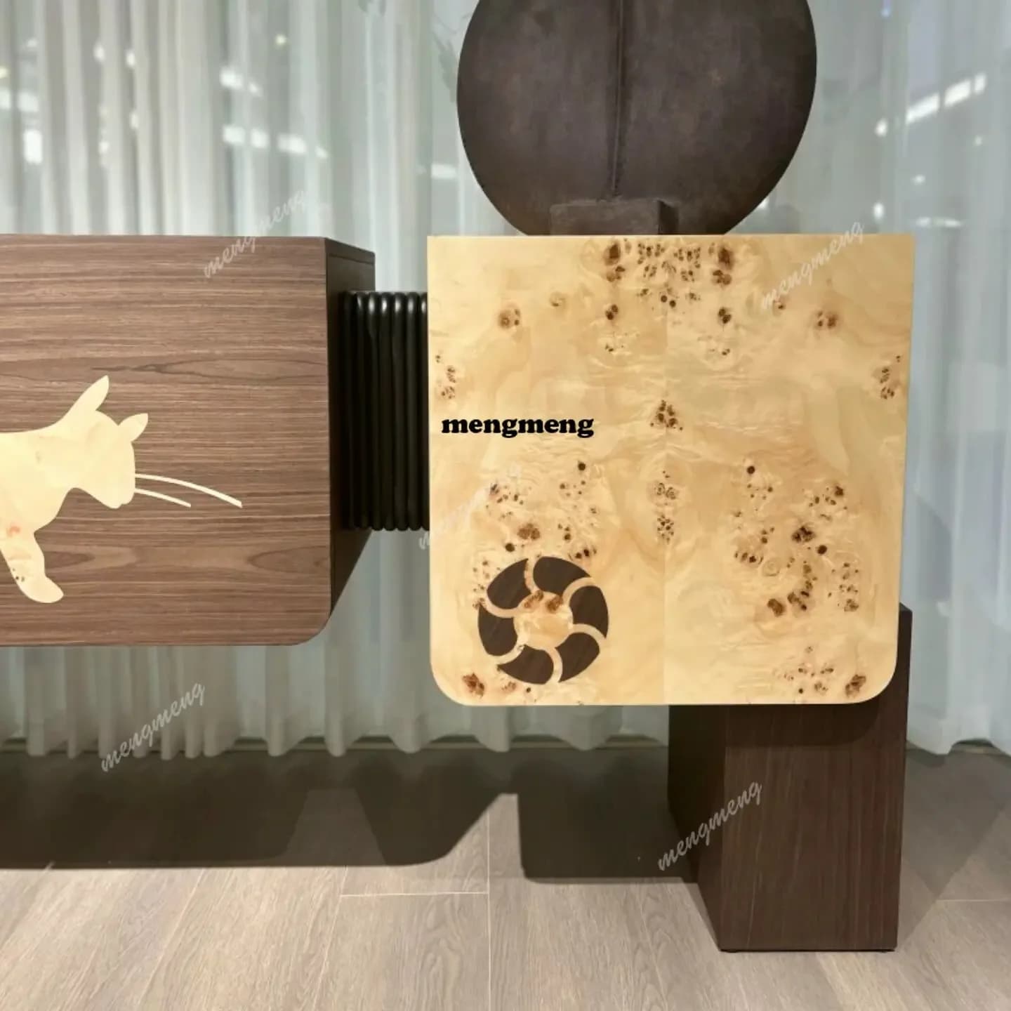 A5203 Medieval Creative Art Entrance Cabinet Tree Tumor Pattern Cat Pattern Decorative Cabinet Designer Retro Side Cabinet