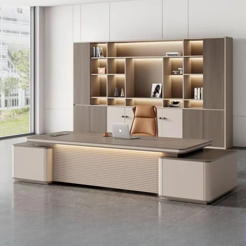 Organizzatore moderno da scrivania in piedi a forma di L, grande scrivania direzionale di lusso, cassetti, mobili estetici economici Escritorio