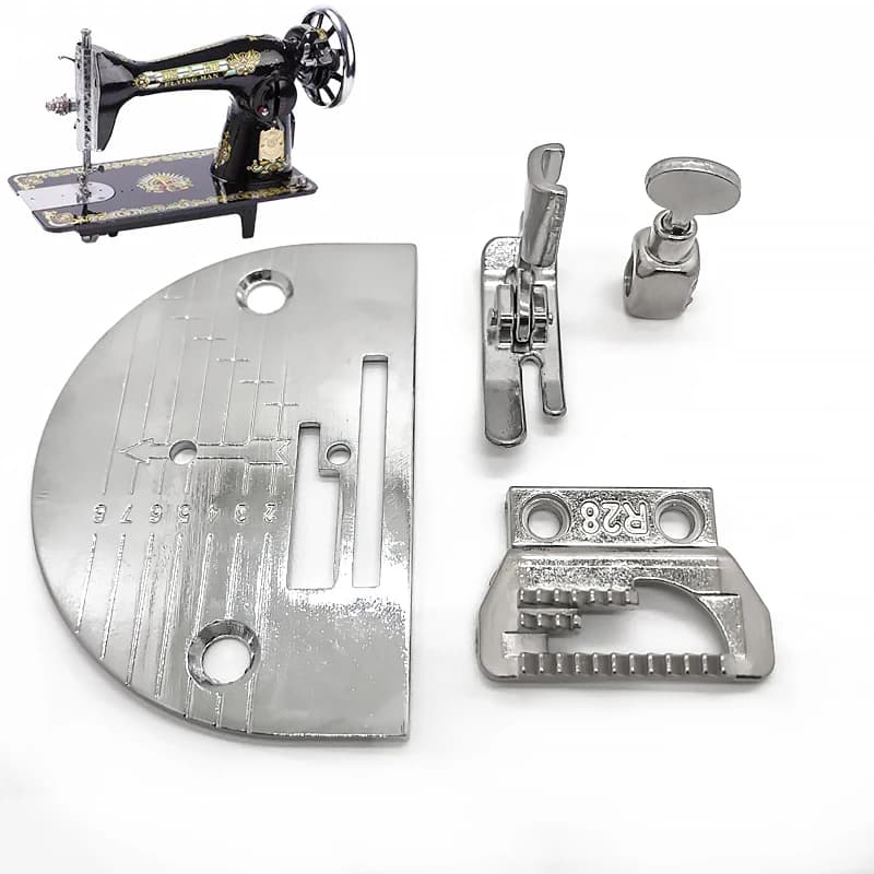 Set di accessori per macchina da cucire per piedi domestici vecchio stile da 4 pezzi, clip per ago per dente a pressione del piede con piastra dell'ago, culo della Cina meridionale